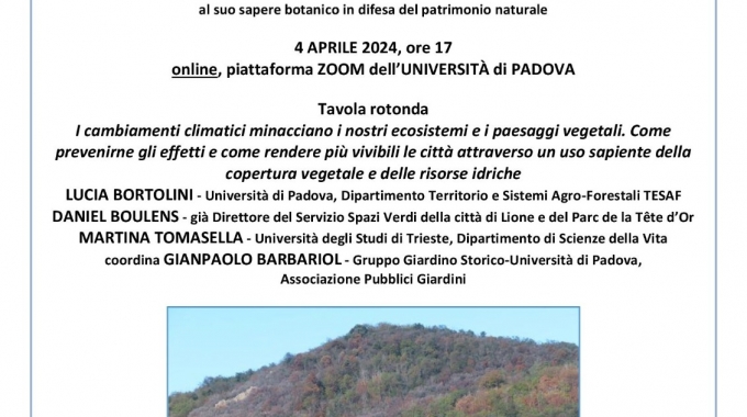 4 Aprile h.17:00 online – XXXIV Corso di Aggiornamento sul Giardino Storico e sul Paesaggio contemporaneo.