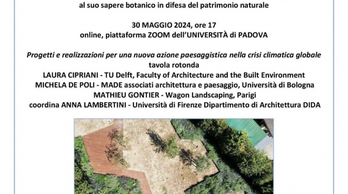30 Maggio 2024 -Progetti e realizzazioni per una nuova azione paesaggistica nella crisi climatica globale