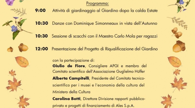 13 ottobre Riapertura del Giardino Storico di Piazza Benedetto Cairoli